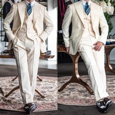 New Men Suits Fashion Peak 3Piece Single-Breasted Business Formal Wedding