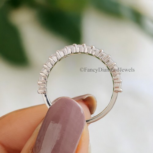 Round Moissanite Half Eternity Bridal Set Band Conflict free Jewelry Band FD21 - Picture 3 of 10