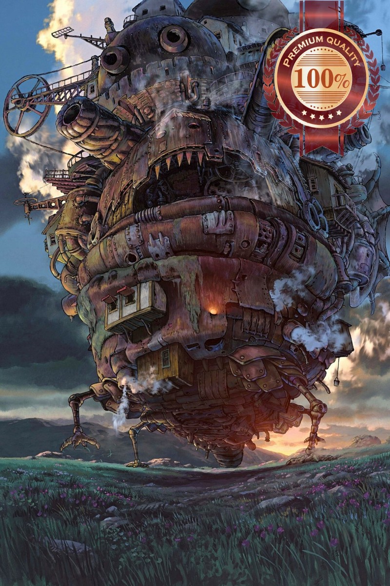 HOWLS MOVING CASTLE CLOSE UP STUDIO GHIBLI WALL ART PRINT PREMIUM