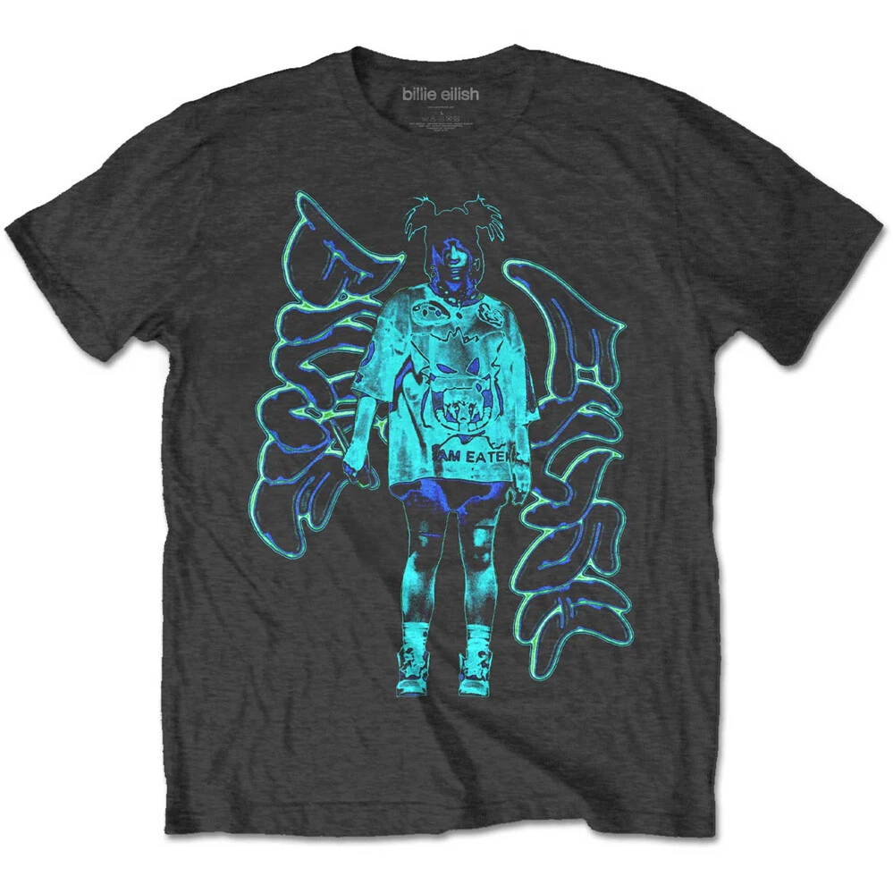 Billie Eilish Neon Graffiti Logo Charcoal Grey t shirt