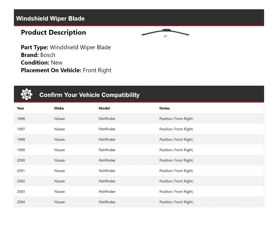 Limpiaparabrisas delantero derecho Nissan Pathfinder Bosch 1996-2004 Evolution 1997 Foto 2 de 4