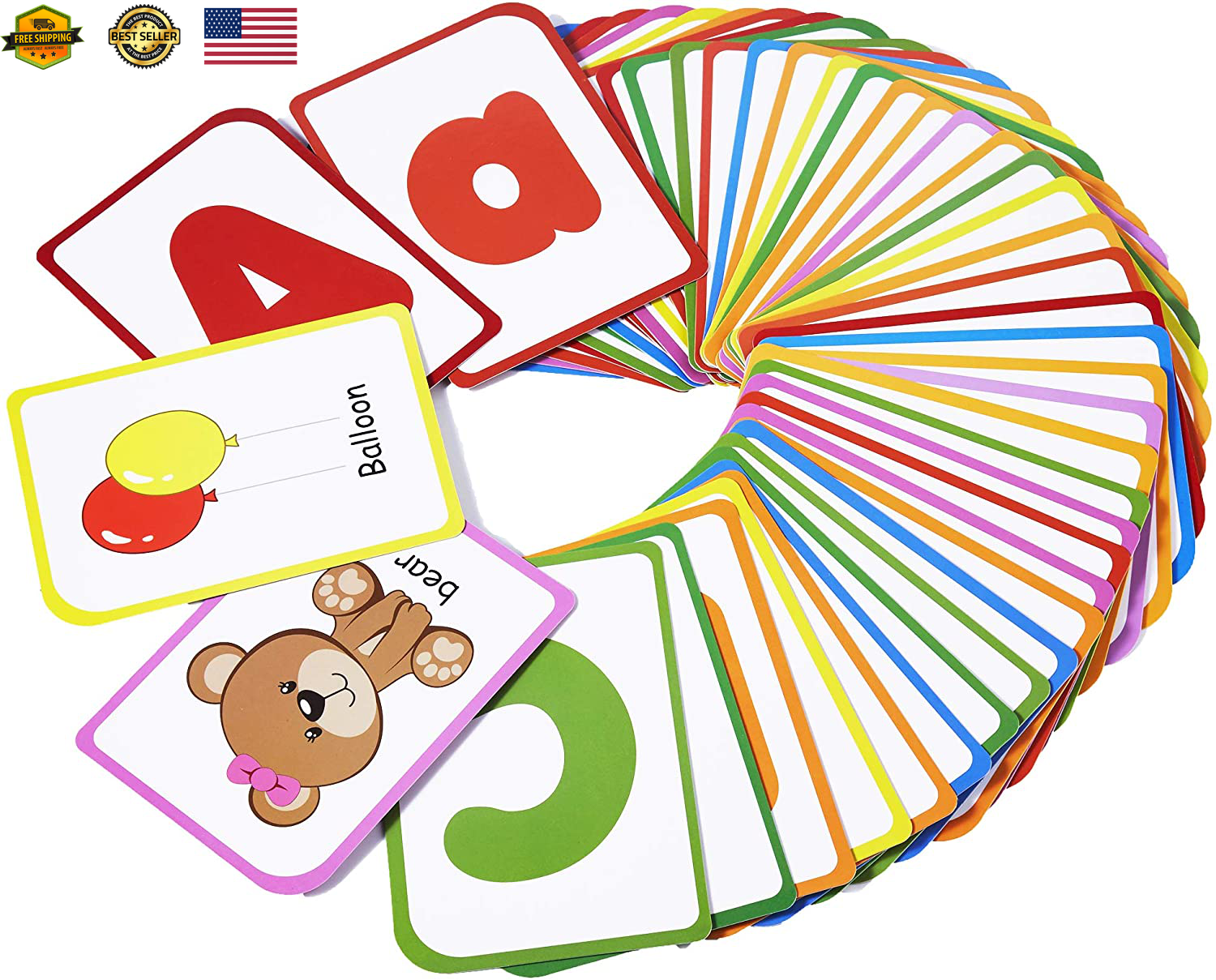 Zazzykid Alphabet Flash Cards for Kids: Teach Toddler ABC Letters & Words,  52 Do | eBay