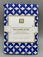 Pottery Barn Teen Organic Reagan Geo Pillowcases Set Of 2 Standard Blue C143