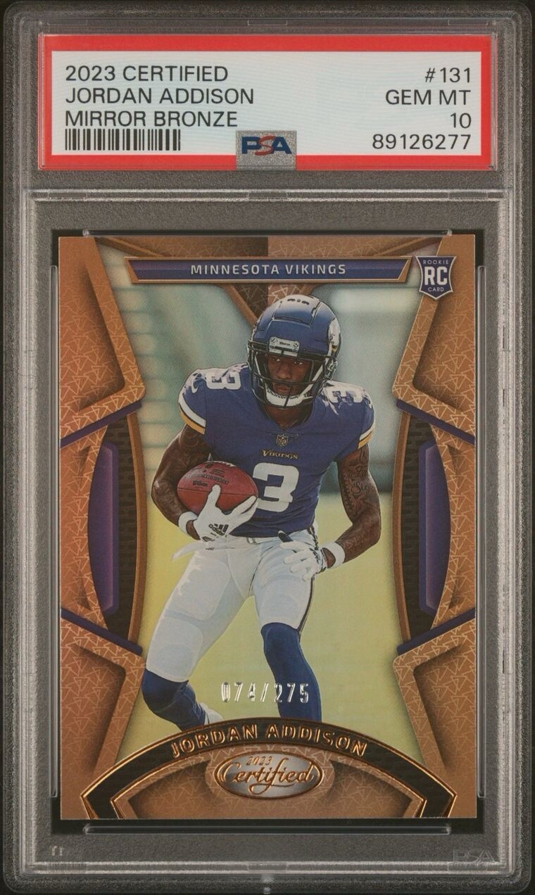 JORDAN ADDISON 74/275 Mirror Bronze 2023 Panini Certified Football ROOKIE