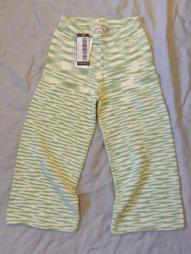 Misha And Puff NWT Kids Green And White Wide Leg Pull On Knitted Pants Size 7/8 - Picture 2 of 5