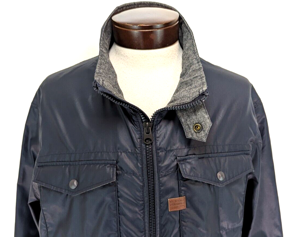 G-STAR RAW Men's MICHIGAN Overshirt Light Jacket Navy Zip Nylon Size XXL EUC! *
