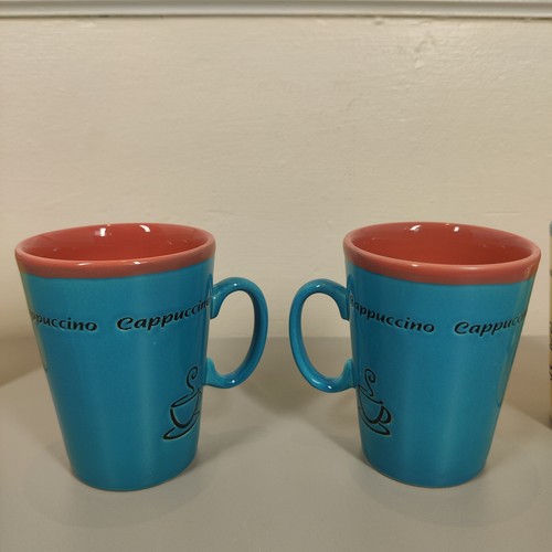 Just Mugs Caffe Latte und Cappuccino gelb & blau Keramiktasse Made in England - Bild 3 von 12