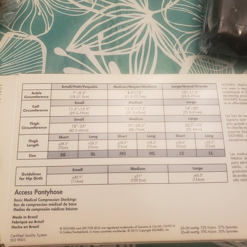 Sigvaris Access 972-3 CT Panty Hose 20-30 30-40 Compression Size & Color - Picture 5 of 8