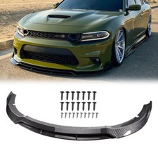 Front Bumper Lip Splitter Spoiler For Dodge Charger Srt 15-23 Carbon Fiber Style Front Bumper Lip Splitter Spoiler For Dodge Charger Srt 15-23 Carbon Fiber Style