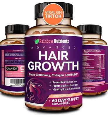 Hair Growth Vitamins for Women | Biotin 10,000Mcg, Collagen, Patented Optimsm ,