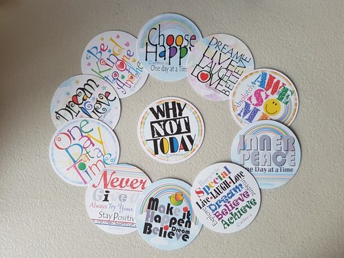 Positivity flat round sticker set of 11, inspirational motivational positive. - Picture 2 of 2
