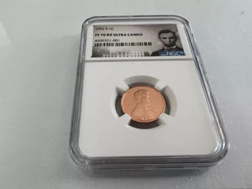 1992-S LINCOLN CENT NGC PF70 ULTRA CAMEO PORTRAIT LABEL "TOP POP NGC VALUE $95"