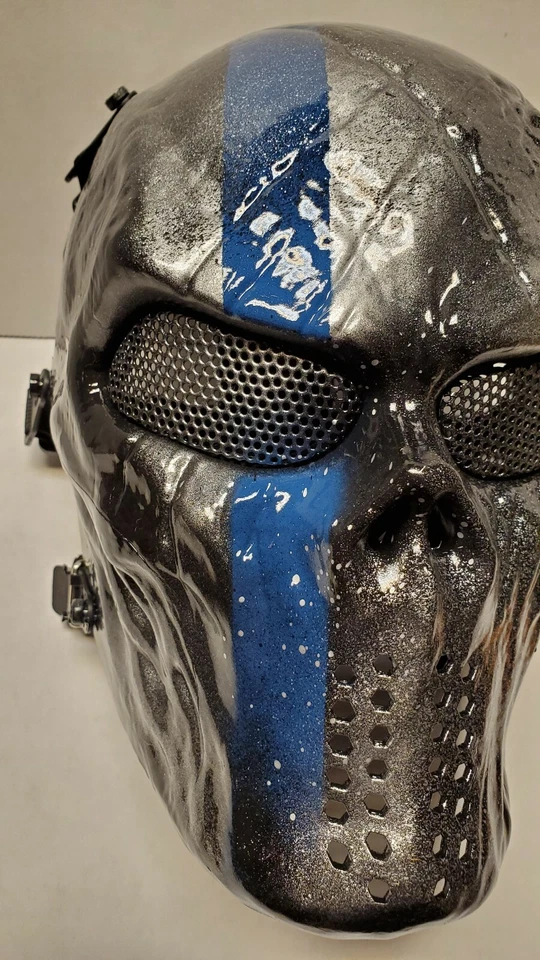 "Thin Blue Line" Airsoft Mask with Mesh USA Seller Custom Painted by an American — 第 2/4 张图片