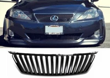 Semi Gloss Black Front Hood Vertical Badgeless Grille Grill For Lexus IS 06-08