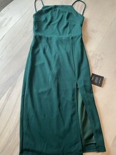 NWT Lulus Spaghetti Strap Open Back Dark Green Sz S Ladies Dress 