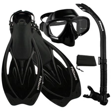 Snorkeling Purge Mask Snorkel Fins Scuba Dive Gear Set
