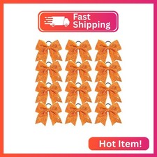 12 Pcs Large Glitter Cheer Bows Ponytail Holder Girls Elastic Hair Ties 8" Big H