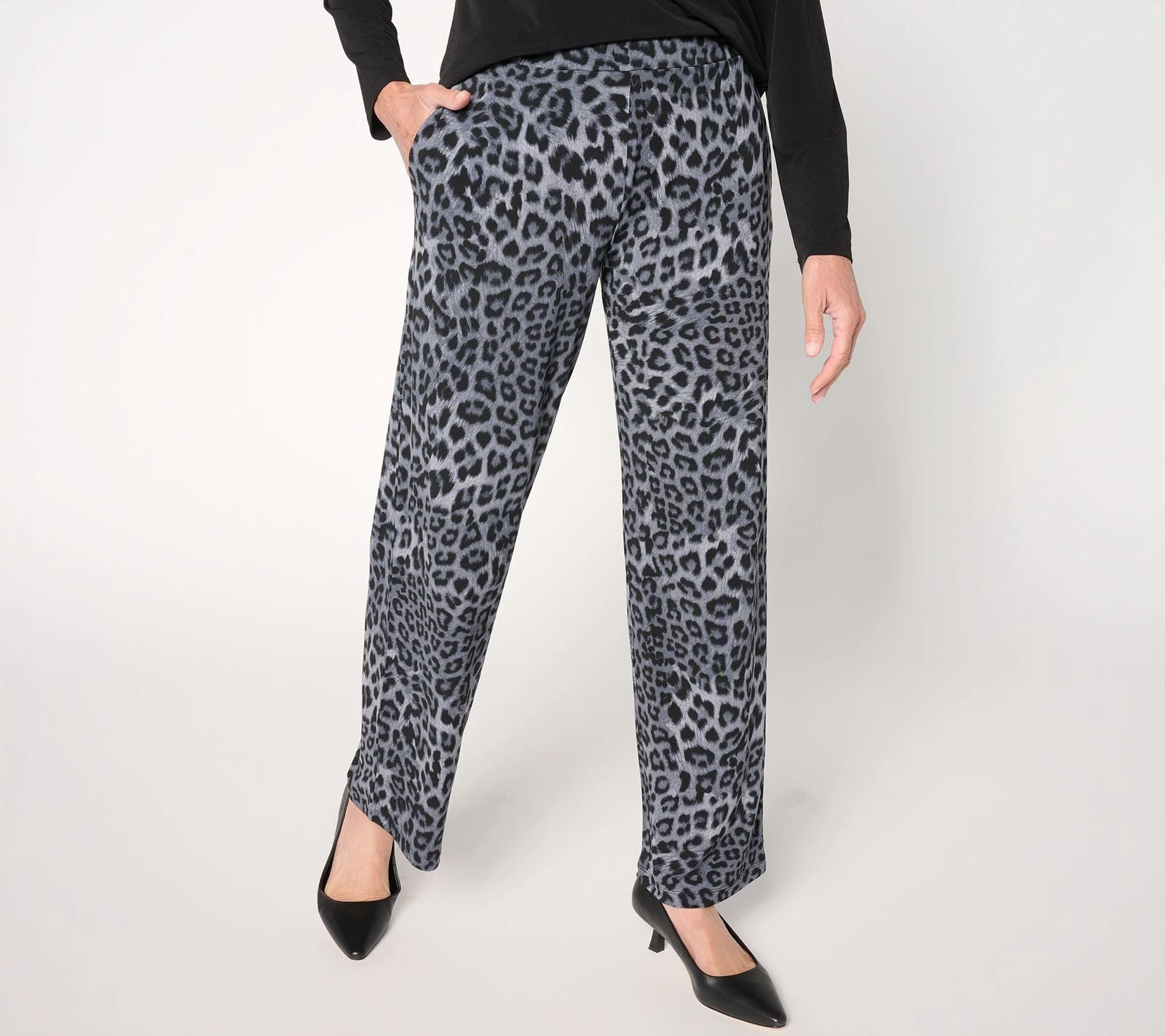 Susan Graver Women's Petite Pants PL Make Your Selection: Printed Gray A711489