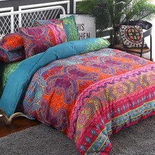 Bohemian Comforter Set King, Ultra Soft Microfiber Reversible Boho Alternative
