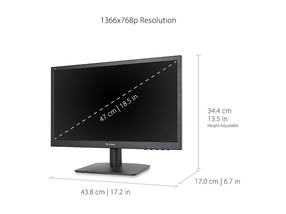 ViewSonic VA1903H 19 Inch WXGA 1366x768p 16:9 Widescreen Monitor with Enhanced - Image 4 of 4