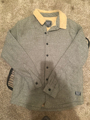 Grizzly Men's Size L Gray Button-Front Jacket with Sherpa Point Collar