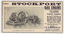 JEH Andrew & Co Ltd, Reddish; Stockport Gas Engine - Old Engineering Advert 1904