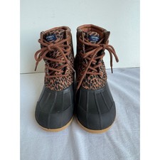Sperry Saltwater Duck Boots Kids 3M Leopard Rain Brown Black waterproof snow ski