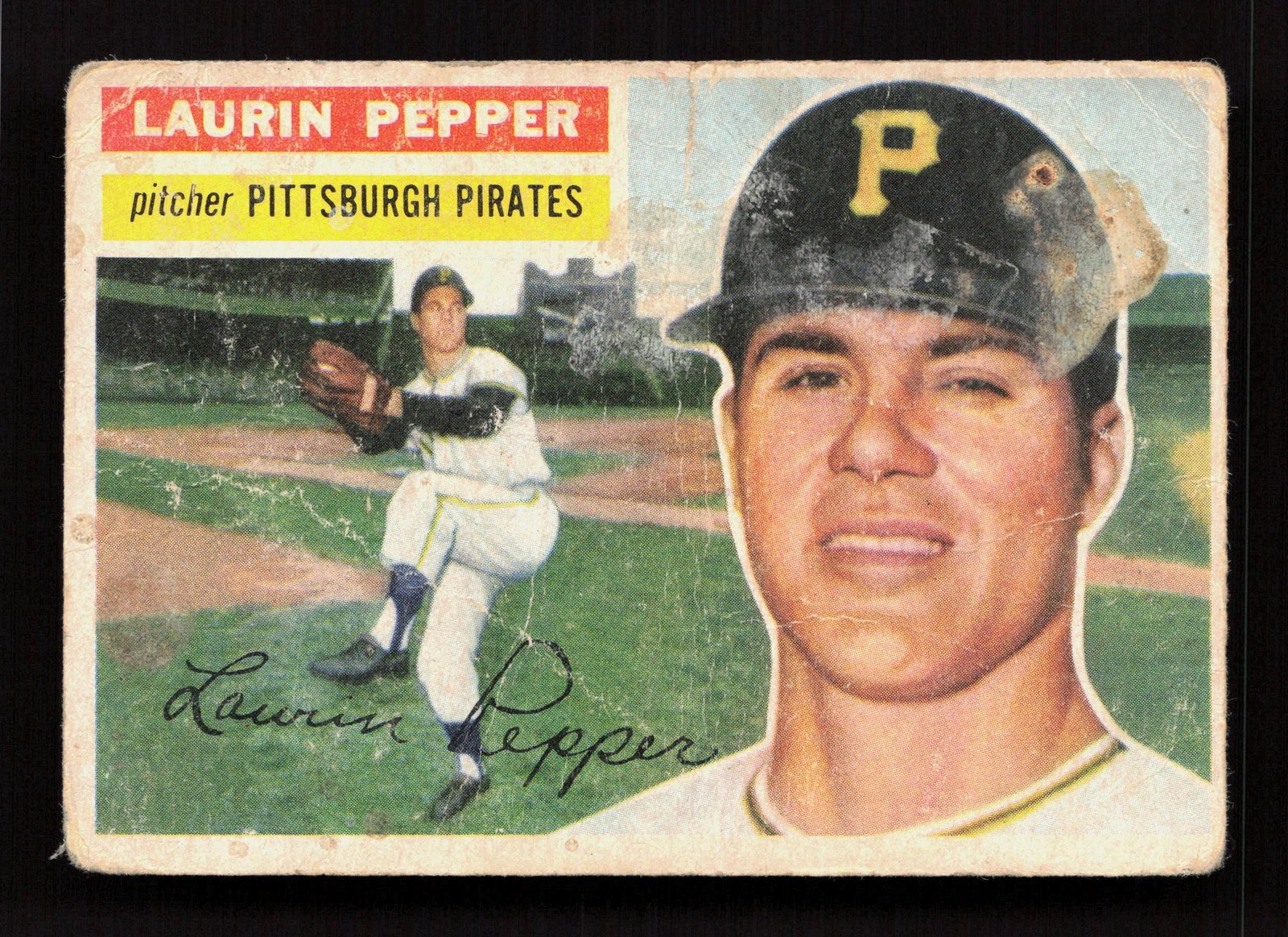 1956 Topps #108a Laurin Pepper : White Back
