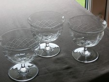 3 x Lovely Vintage  Crystal Dessert / Champagne Saucers  - Ex Cond