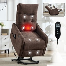 Massage Heat Power Lift Recliner Chair for Elderly Small Spaces USB Port Fabric