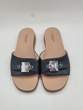 New Dr Scholls Island Icon Sandals Women's 6.5M Black Buckle Comfort Slide