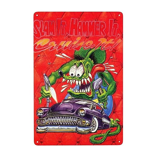Rat Fink Hot Rods Rustic Look Vintage Metal Tin Signs Man Cave, Shed & Bar Sign
