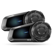 Fodsports FX-S Motorcycle Bluetooth Headset V5.4, 2-Way Double Pack, Black
