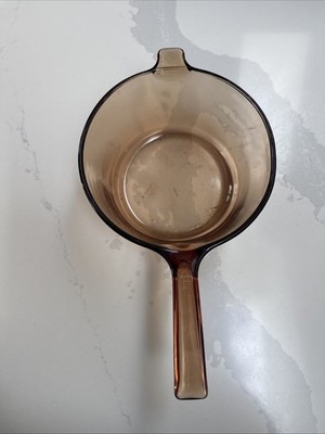 Corning Vision Ware Amber Pyrex Glass 2.5L Sauce Pan/Pot USA No Lid pre-owned