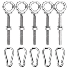 5 Pack M6 Eye Bolt, Eye Bolts with Nuts & Washers & Carabiners, 316 Stainless...