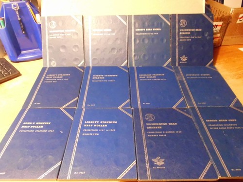 12 COIN FOLDERS for ASSORTED TYPES OF US COINS - USED - READ DESCRIPTION LOT #4