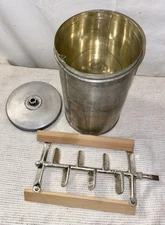 VINTAGE HAND CRANK ICE CREAM MAKER CANISTER , LID & PADDLE - 12"H x 7" DIAMETER