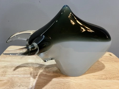 RARE Vintage Murano Art Glass Bull FIGURINE Livio Seguso Sculpture Huge