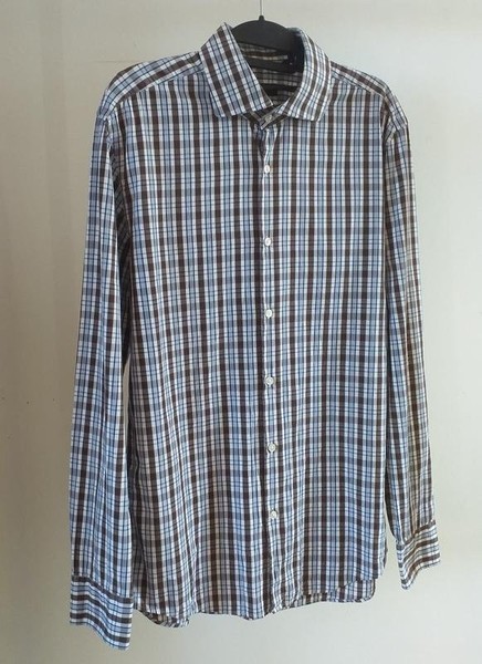 Men Hugo Boss Shirt Blue Cotton 38 / M / 46 #66Q4