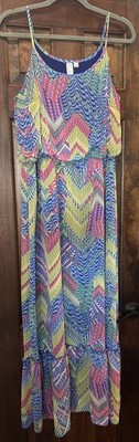 Emma & Michele Women's Sleeveless Multi Colored Lined Maxi dress Size 14Vacation