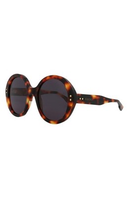New Gucci Women 54mm Round Sunglasses Authentic Havana Smoke  display picture 3