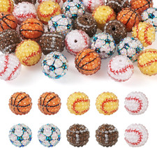 30Pcs Rhinestone Bead 20Mm Bubblegum Beads Cute Basketball Football Gumball Base