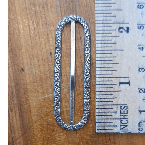Sterling Silver Floral antique Oval Belt buckle 2in x 0.75in