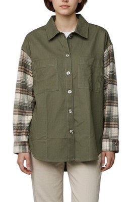 Thread & Supply Women's Button Down Shacket Top Cotton Size S Olive Tan Plaid