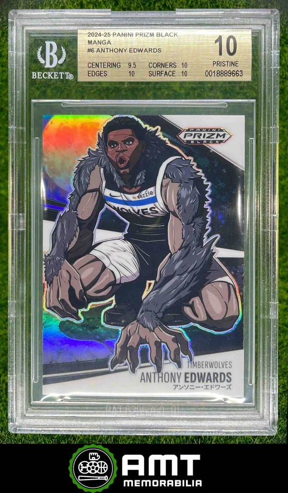 2024-25 Panini Prizm Negro Anthony Edwards Manga Timberwolves BGS 10 Impecable