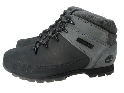 Timberland Euro Sprint Mid Hiker Black Dark Gray Nubuck Boots Mens Sz 12