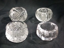 Vintage Crystal Glass Open Salt Cellar Lot of 4 Assorted Designs Lot 