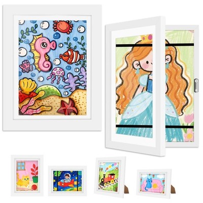 2er Pack Kinder Kunstwerke Display Rahmen, Kunstrahmen Front 2er Pack, weiß