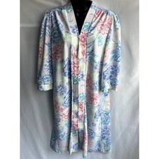 Vintage Sears Take Along Zip Robe Size S 8/10 Colorful Floral Grannycore Retro