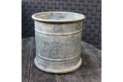 Zink Pflanztopf rund H16cm Blumentopf Pflanzkübel Gartendeko Nostalgie Shabby